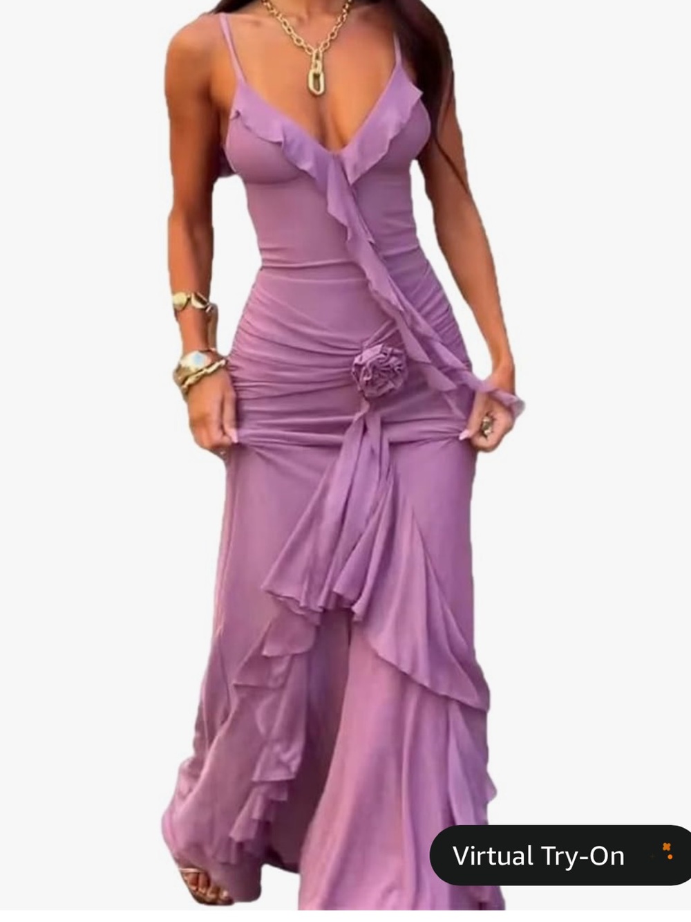 Maxi V-neck Ruffle Dress